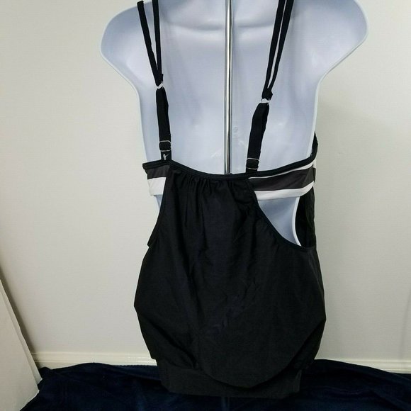 Tankini top Black White Women Size Small polymid Striped swimsuit bathing suit - Picture 3 of 9